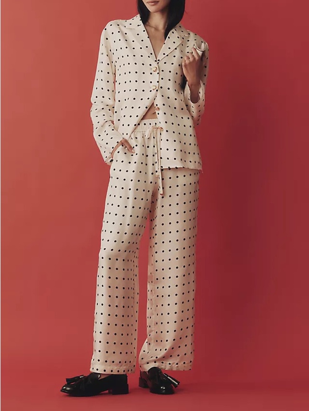 Anthropologie Maude club ziggy dot silk pants